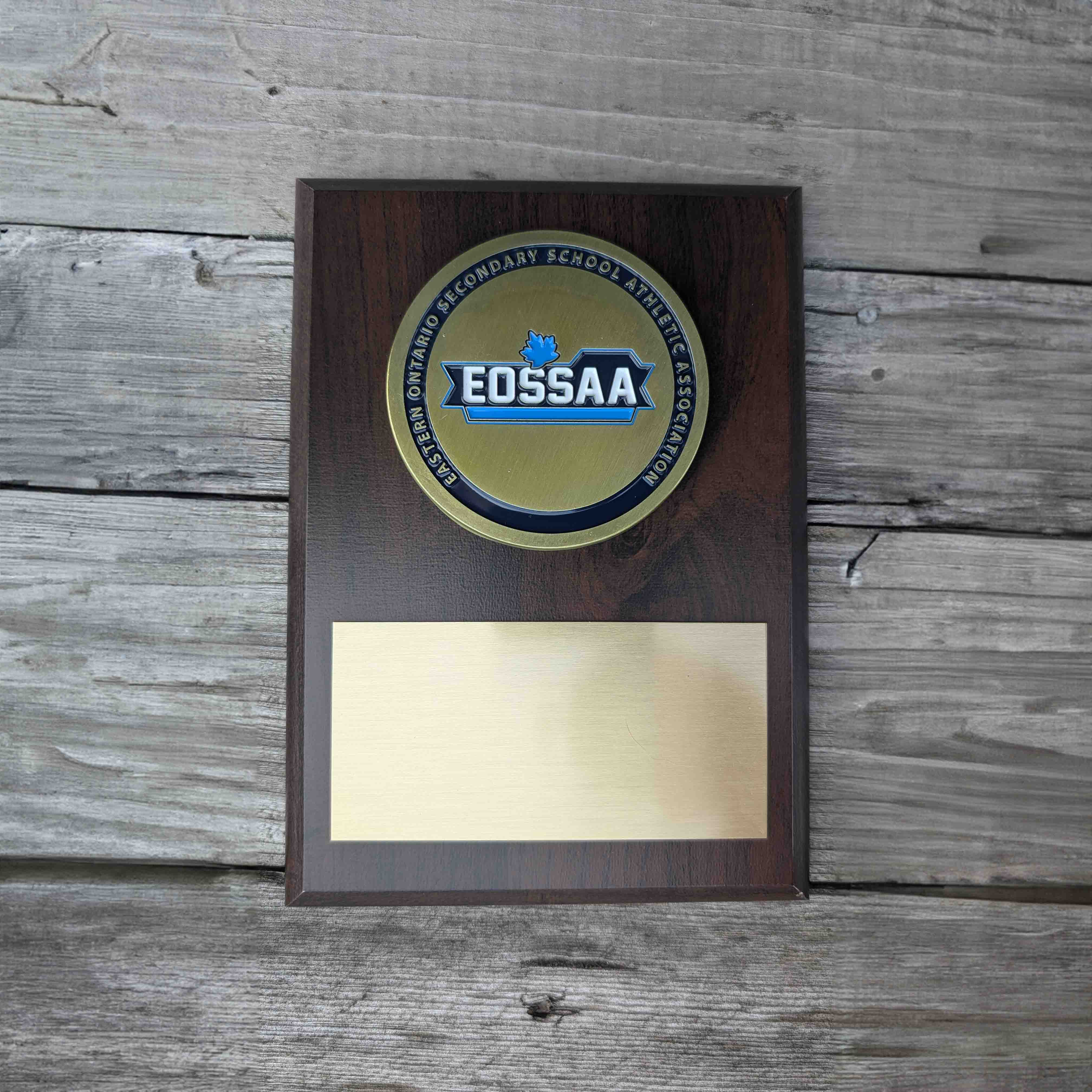 EOSSAA - Personalized Wood Award Plaques with Engraved Metal Plates