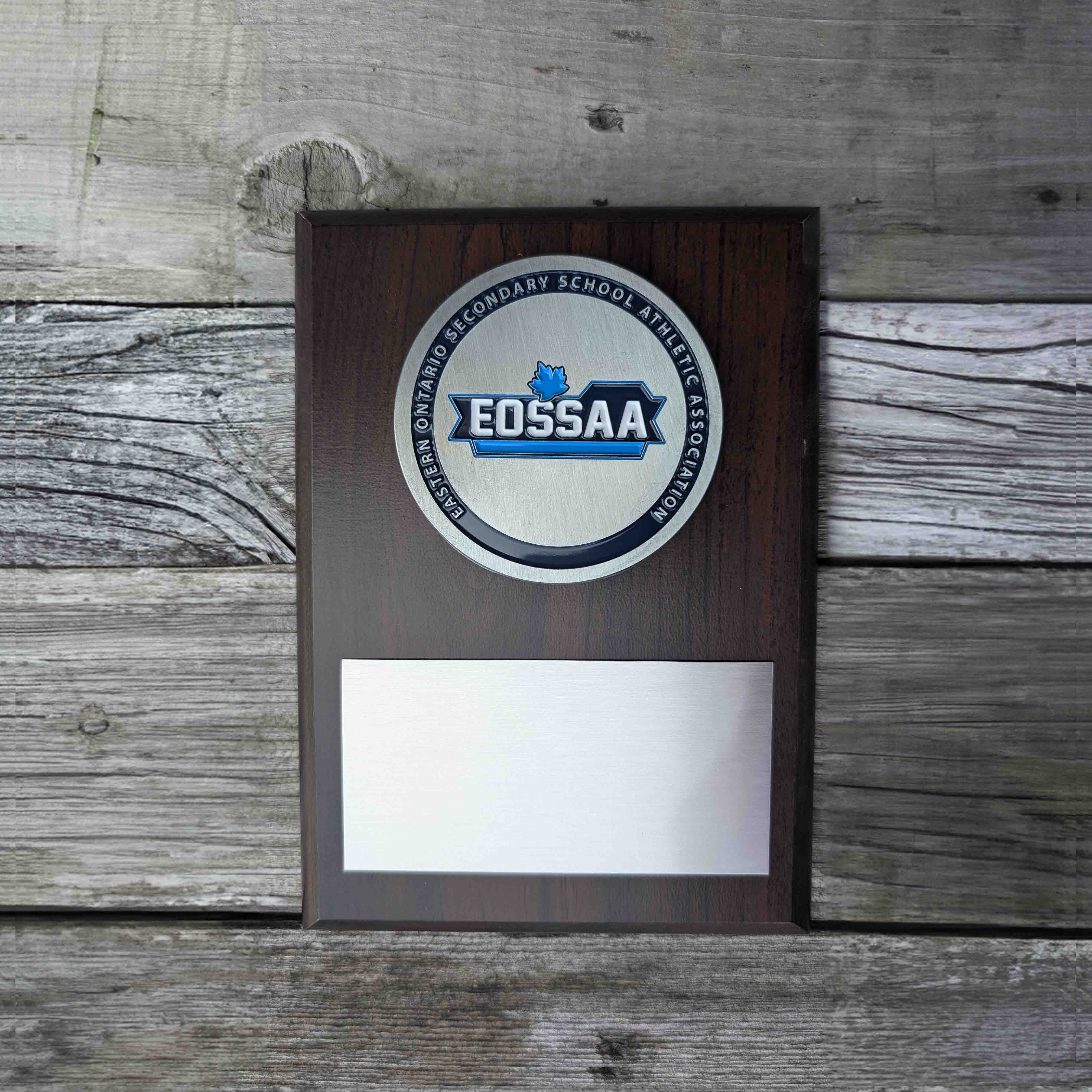 EOSSAA - Personalized Wood Award Plaques with Engraved Metal Plates