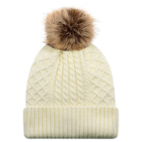 Women's Faux Fur Pom Pom Toque - 1E140L