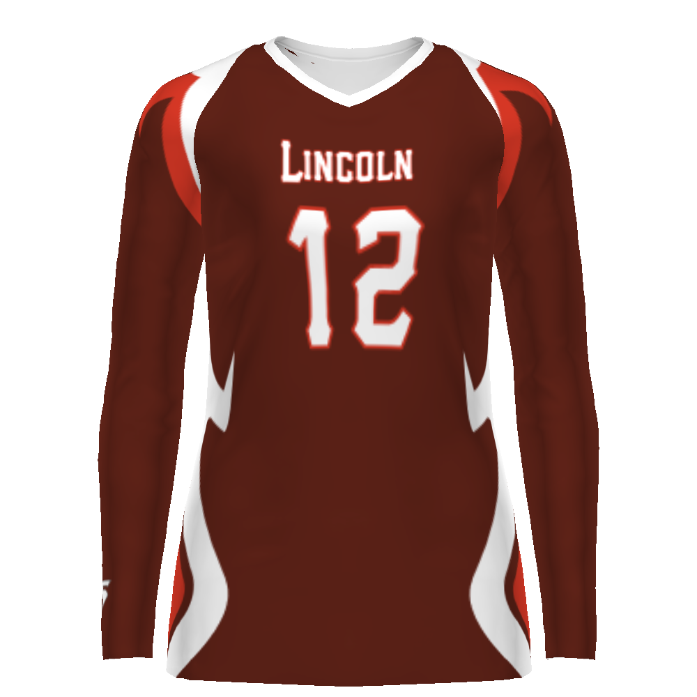 Girls Sublimated Long Sleeve Stretch Volleyball Jersey - 228459