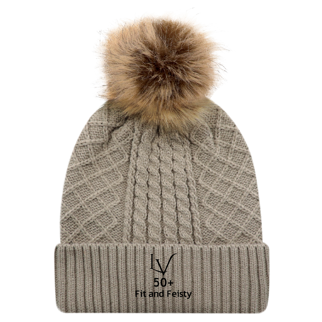 F&F - Embroidered Faux Fur Pom Pom Toque