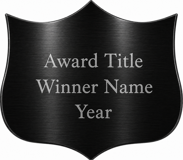 Trophy Aluminum Traditional Shield Plate — Custom Engraved